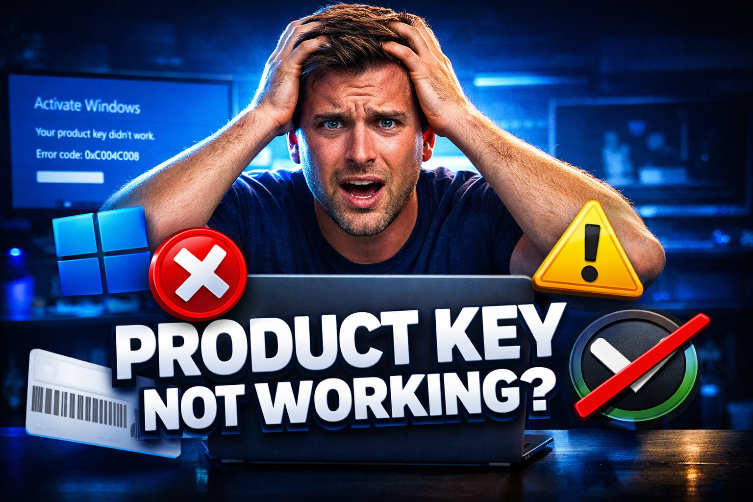 Windows product key activation error troubleshooting guide showing common error messages and solutions