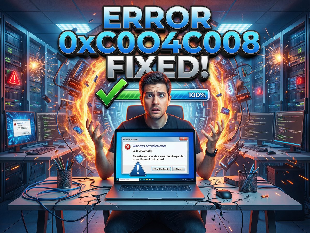 Windows error 0xC004C008 product key already in use fix guide showing deactivation and transfer steps